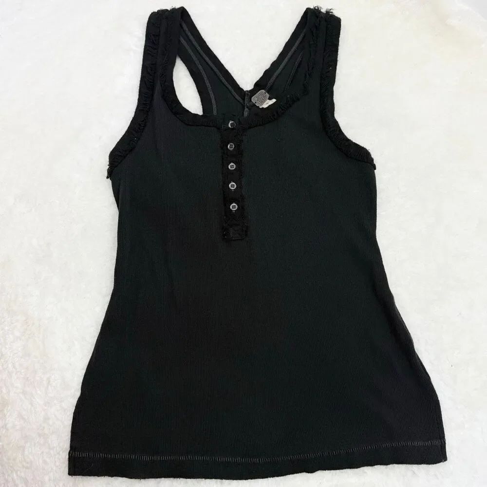 Free People Racerback Grunge 2000s Y2K Black Tank Top - Women’s US S